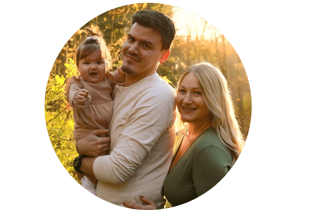 Family photo outdoors in fall