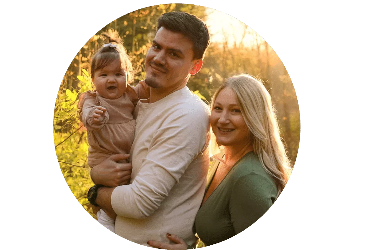 Family photo outdoors in fall