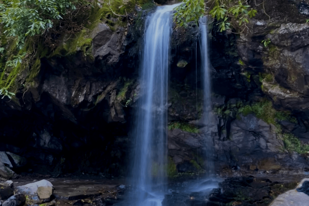 Grotto Falls in great smoky mountains national park during a day hike