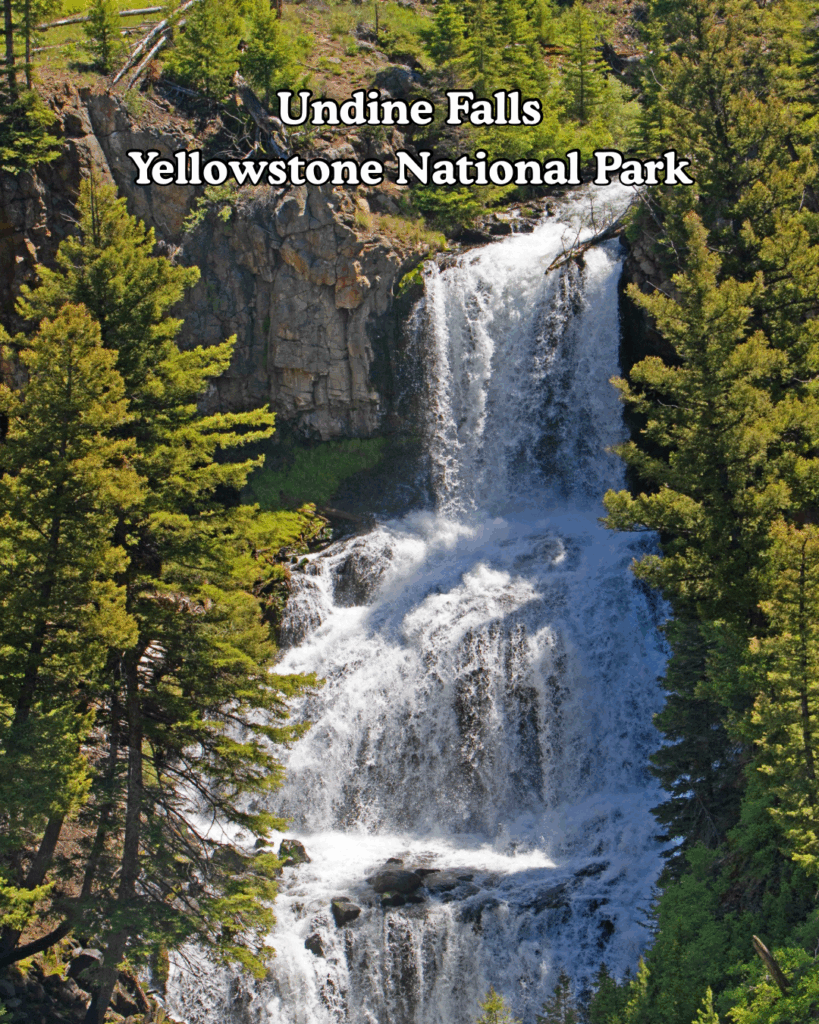 Undine Falls in Yellowstone National Park from the scenic overlook on upper grand loop road
